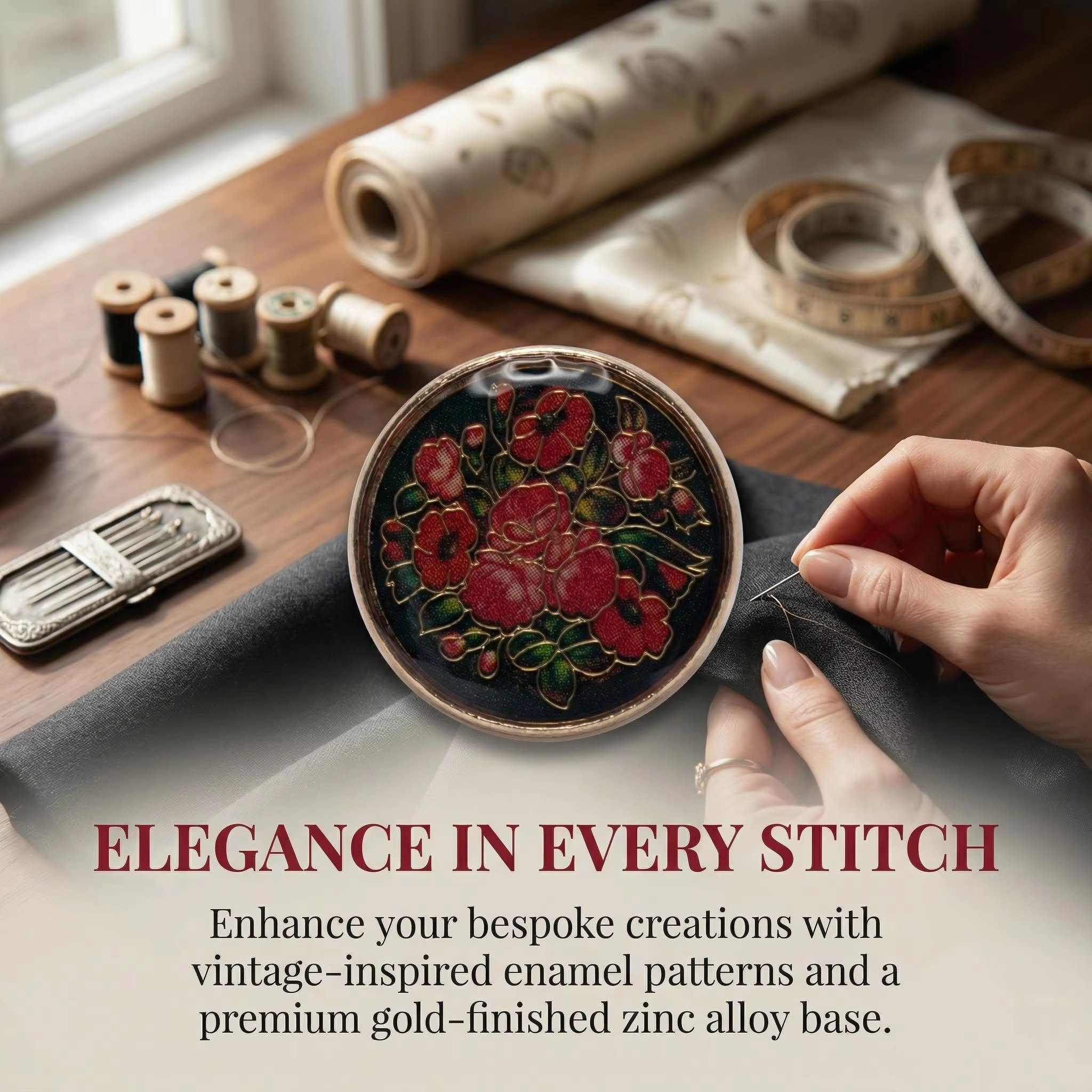 Button Hole Cutter - 5pcs Retro Gold Wire Flower Round