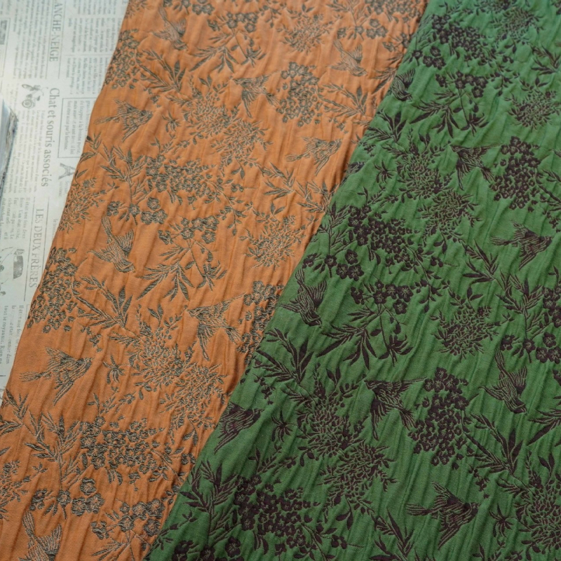 Sewing Fabric - Plum Bamboo Magpie Pattern Relief Texture