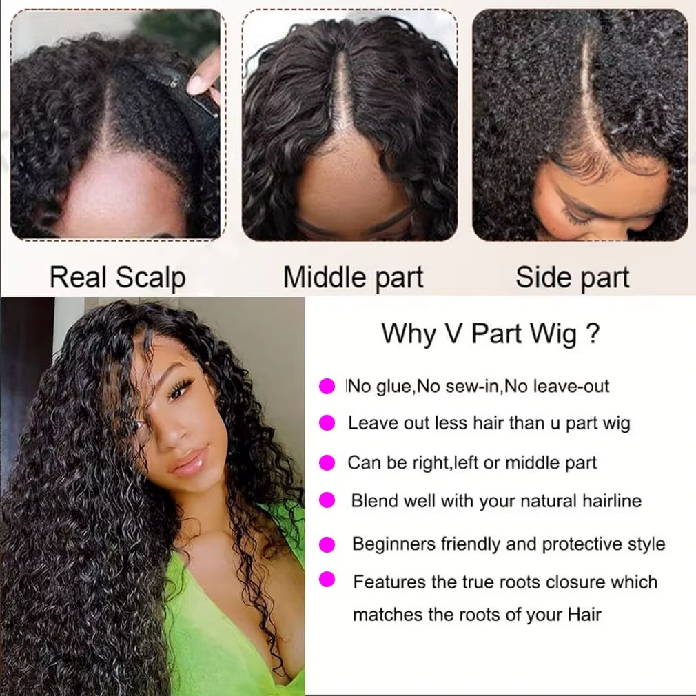 30 Inch Curly V Part Wig Human – обзор и цена Sewing V