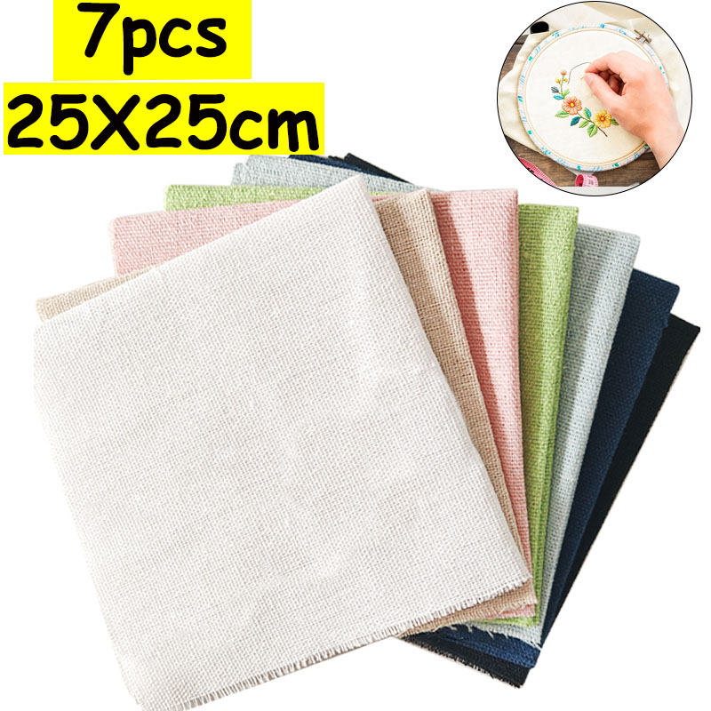 7-Piece Set of 25* 25cm Linen  – обзор и цена Sewing Textile Art