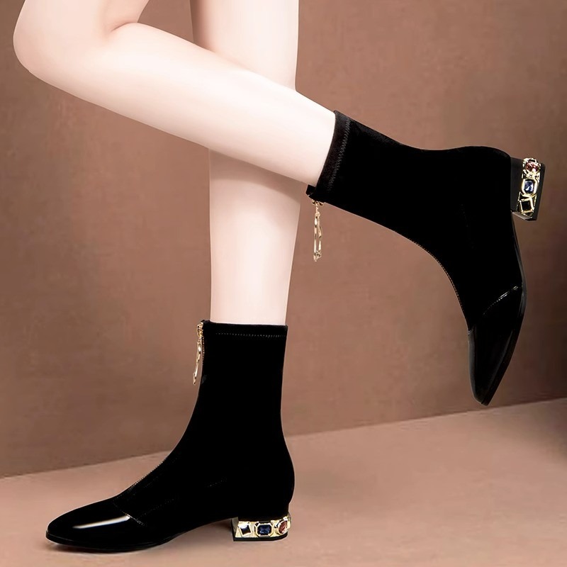 Women Shiny Sequin Ankle Boots – обзор и цена Sewing Front Zipper