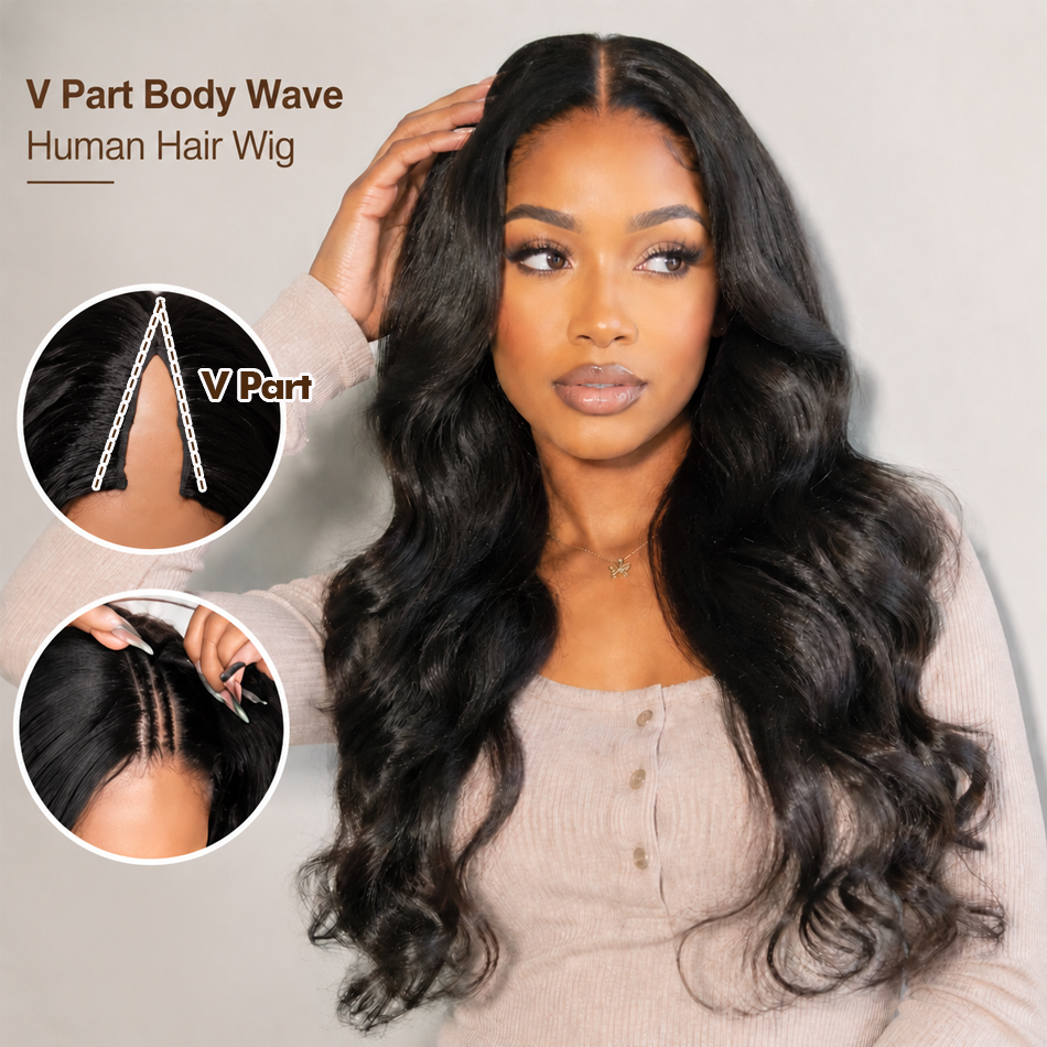 V Part Wig Human Hair Body Wav – обзор и цена Sewing V