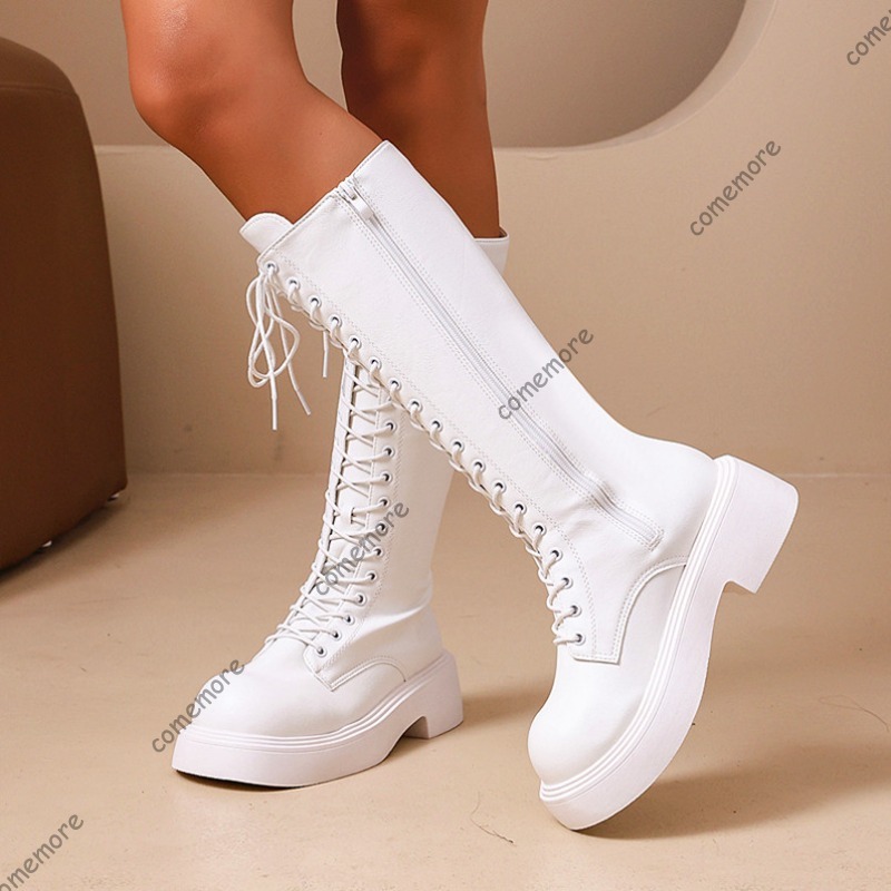 Women Vintage Knee High Platfo – обзор и цена Sewing Front Zipper