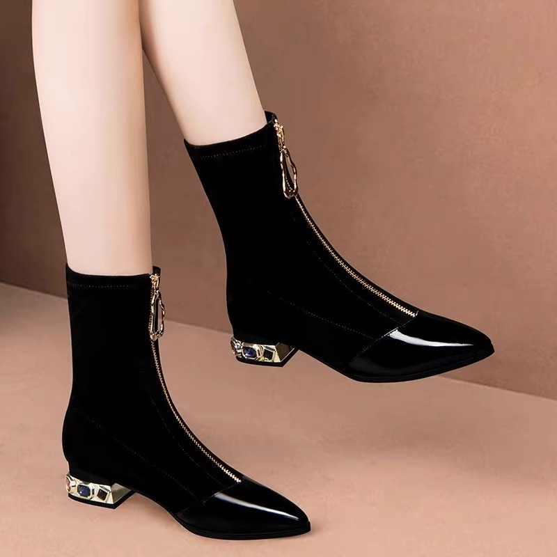 Women Shiny Sequin Ankle Boots – обзор и цена Sewing Front Zipper