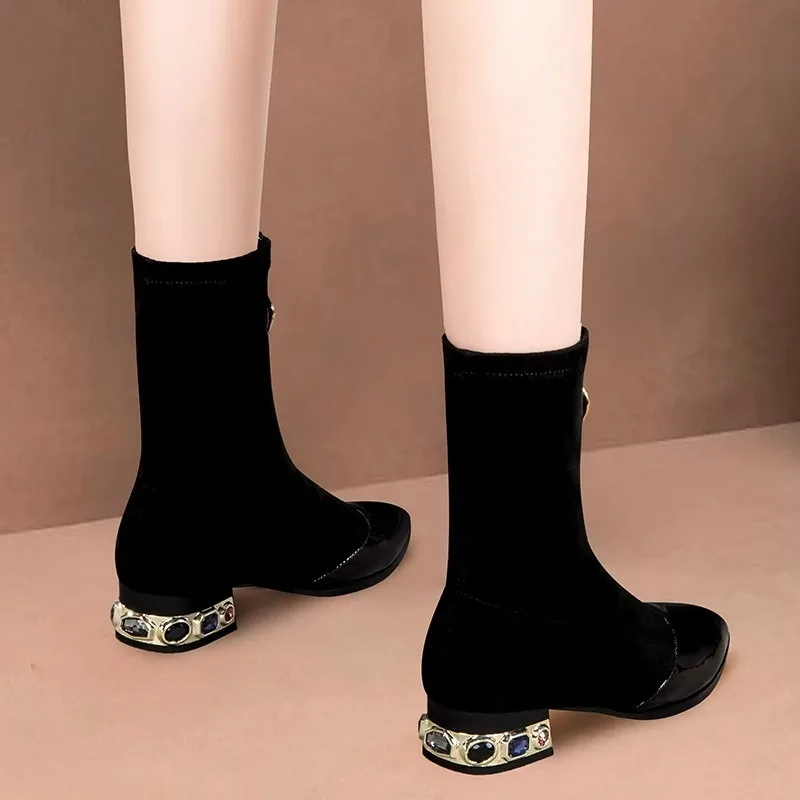 Women Shiny Sequin Ankle Boots – обзор и цена Sewing Front Zipper