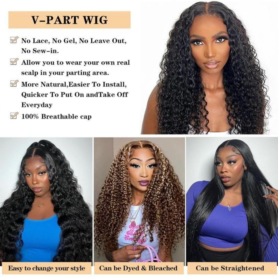 Deep Wave V Part Wig Human Hai – обзор и цена Sewing V